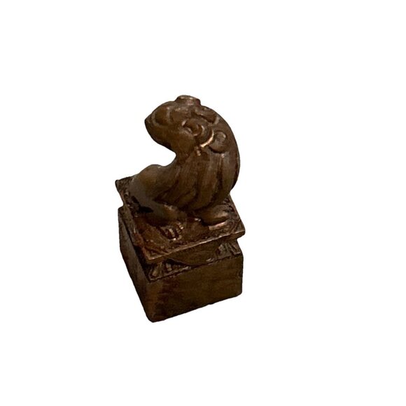 Chinese Seal Box with Bronze Foo Dog Handle with Seal & Red Paste, 19th Century - Picture 10 of 12
